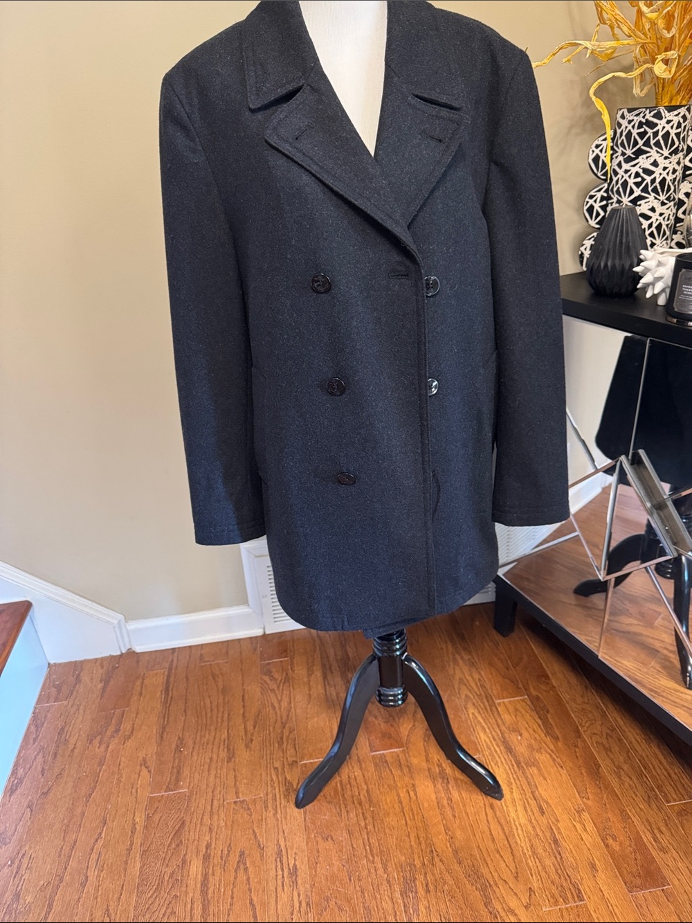 Vintage Lauren Ralph Lauren Black/Dark Gray Pea Coat Size L 42-44 pre-owned